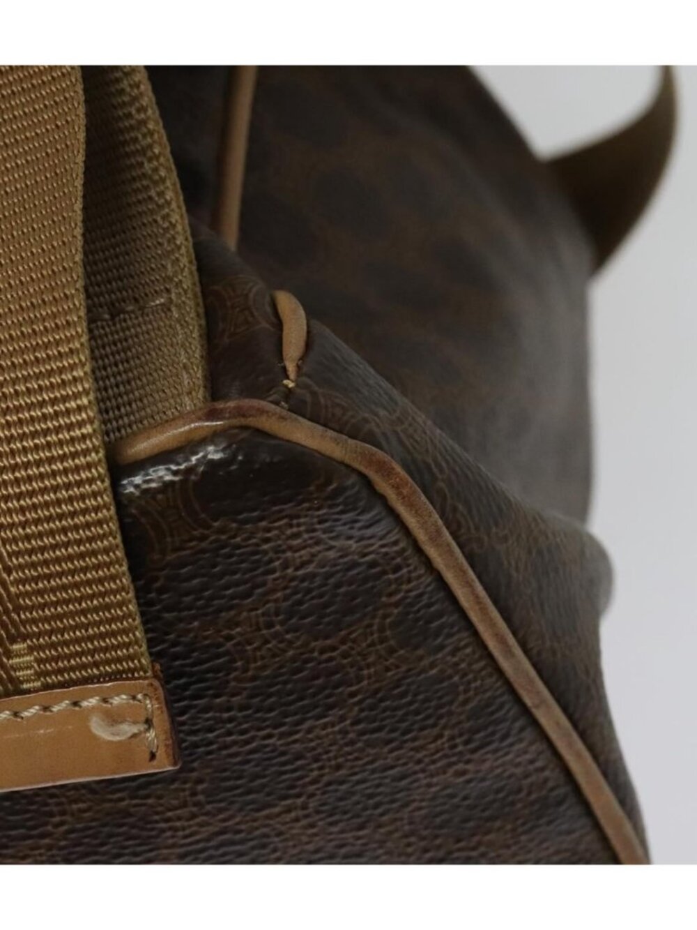 CELINE Macadam Canvas Backpack PVC Leather Brown Gold - Picture 14 of 16